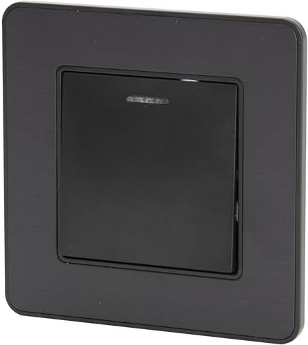 Zenitech Interrupteur Simple Complet va et Vient à Voyant 10A - métal Noir brossé - Kouro