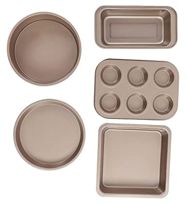 Backformen-Set, Backblech-Set, Backformen-Set, Professionelles Karbonstahl-Backformen-Set Mit Kuchenform, Backformen, Pizzablech Für Die Küche zu Hause(Gold)