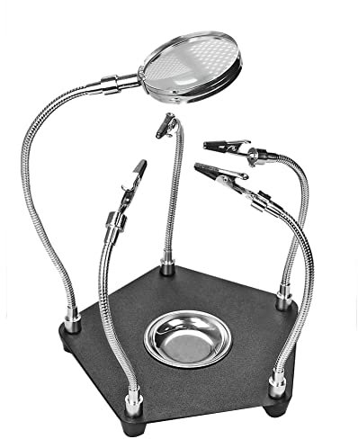 ISTOVO Schwarz Lötkleid metallische Elpenbein mit Krokodil Kleid Lupe für Leiterplatten-Schweißreparatur Lötstation Dritt-Hand-Werkzeug