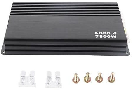 Brilluxa 7800W Amplificador portátil de Potencia C C para automóvil Clase AB Amplificador Digital Modificado de Cuatro Canales para automóviles, Camiones y vehículos de Motor