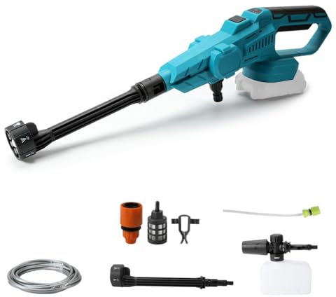 Makita Nettoyeur haute pression sans fil pour batterie Makita 18 V, 65 bar, nettoyeur haute pression sans balais, avec buse 6 en 1, 380 l/h (6,3 l/min), 3 niveaux de réglage, pour lavage de voiture,