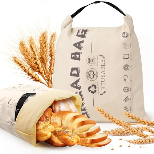2 Packs Beeswax Bread Bags for Sourdough, Reusable Bread Bags for Homemade Sourdough, Food Grade Cotton Bees Wax Bag, Large Capacity, Perfect for Home Baked