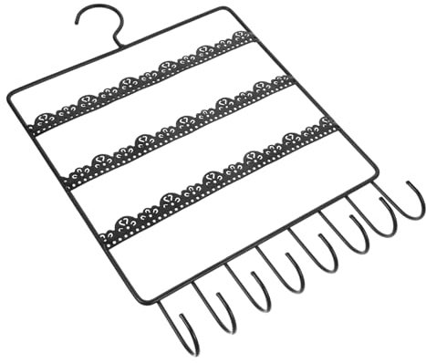 MUCKLILY Wandhängender Schmuckständer Aus Metall Dekorativer Halskettenhalter Mit Aufhängelöchern Schmuckaufbewahrung Für Ohrringe Und Halsketten Schwarze Wanddekoration Für Damen