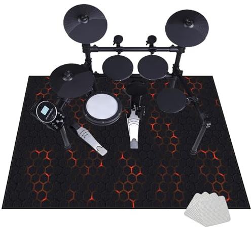 Professioneller Schlagzeugteppich, Schlagzeug Teppich, Schallschutzmatte, Drum Teppich, rutschfeste Trommel Teppiche, Quadratische Schallschutzdecke für E-Drum-Kits Bass Drum Snare 100 x 80 cm