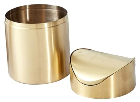 ELAYARD Corbeille à Papier En Métal Dorée Poubelle De Bureau Compacte Avec Couvercle 1 Pièce Pour Voiture Salle De Bain Et Bureau Design Élégant