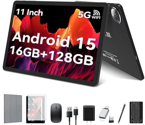 KADYBE Android 15 Tablet 11 inch, 2025 Latest Tablets with 16GB RAM 128GB ROM 1TB Expand, Tablet with Keyboard, 8000mAh Battery, Octa-Core MTK 8786 Tableta with 21 MP Camera, 11 Incell Screen