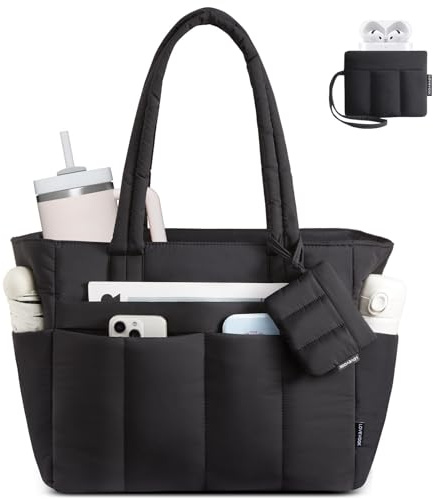 LOVEVOOK Handväska för kvinnor, shoppingväska, puffy tote bag med dragkedja, lätt arbetsväska, skolväska, lärarväska med laptopfack, handväskor, kvinnor för arbete, kontor, universitet, resa, shopping