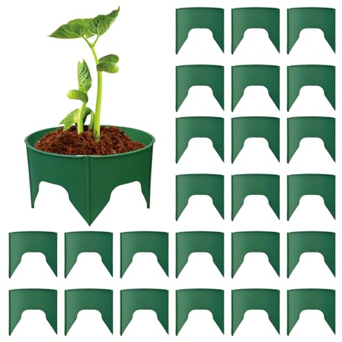 Anelli per Piante da Esterno,Bordatura Paesaggistica Circolare Riutilizzabile 24 Pezzi - Anelli da Piantumazione Protettore Giardino | per Balcone Serra Peperone