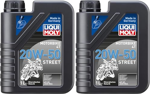 LIQUI MOLY Motorbike 4T 20W-50 Street | 1 L | Aceite de 4 tiempos de motocicleta | 1500 (Paquete de 2)