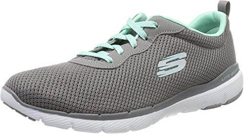 Skechers Flex Appeal 3.0 First Insight, Sneakers Mujer, Gris (Gray Mesh Mint Trim), 37 EU