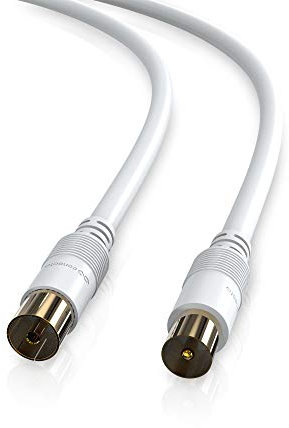 conecto Câble d'antenne TV coaxial ICE mâle vers ICE femelle double blindage 1,50 m Blanc 1,50 m