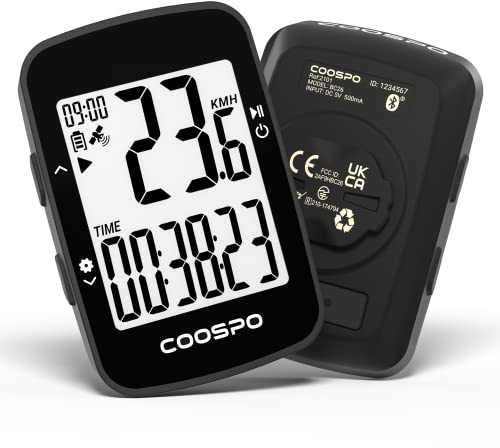 COOSPO BC26 Bluetooth GPS-cykel, cykling trådlös dator med hastighetslarm, 2,3 tums LCD-skärm IPX7 vattentät för landsvägscykel MTB cykel..