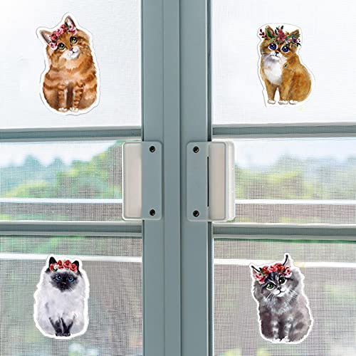Fliegengitter Reparatur Magnet, Magnet Fliegengitter Tür Moskitonetz,Magnete Für Fliegengitter Durchlaufschutz Reparaturset Und Vogelschlagschutz in Einem,Insektenschutz Balkontür Sticker,Katze