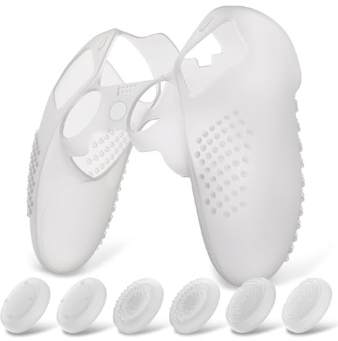 playvital Coque Protection pour ps5 Edge Manette,Housse Silicone avec 6 Capuchon Joystick pour ps5 Edge Controller Cover Skin,Anti-Dérapante Accessoire-Vert Lumineuse Nuit,3D Studded Edition