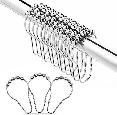 Anelli da Doccia in Acciaio Inox con Sistema di Scorrimento 36 Pezzi Ganci per Tende da Doccia Antiruggine Ganci Singoli In Metallo per Tenda Doccia Anelli Ganci Sospeso per Bagno