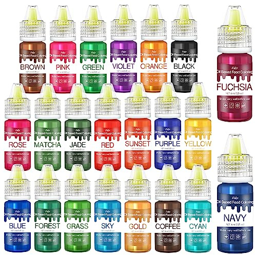 Colorante Alimentario Liposolubles para Chocolate - Colorante Alimentario a Base de Aceite para Fondant, Caramelos, Manteca - Food Coloring Insípido para Glaseado, Pasteles, Galletas - 22 x 6ml