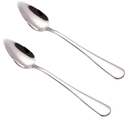 2 PCS Home Stainless Steel Grapefruit Spoon Ice Cream Dessert Spoon Serrated Edge Fruit Coffee Stirring Spoons Teaspoons Grapefruit Utensils