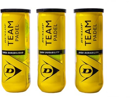 Dunlop- Lot de 3 balles de Padel Team, 9 balles