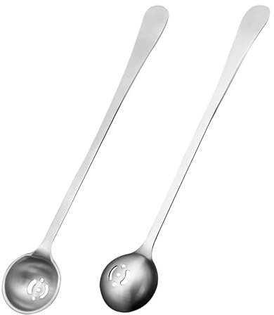2 Cucchiai d'Oliva, Schiumarola in Acciaio Inox, Piccolo Schiumarolo, Utensile da Cucina Multifunzionale