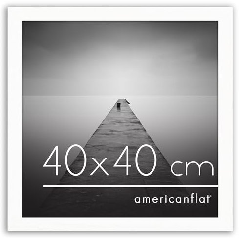 Americanflat Cornice 40x40 cm Bianca - Cornice Quadrata in Legno Multistrato con Vetro Resistente agli Urti e Ganci Integrati - Cornice Foto da Appendere in Verticale o Orizzontale