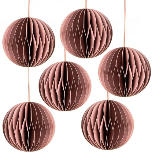 Logbuch-Verlag 6 bolas de Navidad de papel rosa para colgar, color rosa viejo, vintage, diámetro de 8 cm