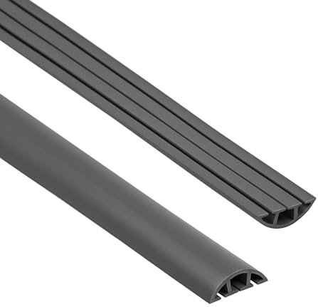 Quest Canaleta para Cables, Pasacables de Suelo de PVC - Ancho 40 mm - Guía de Cables para el Suelo, Protección Antitropiezos - Cubrecables con 3 Canales, Protector de Cables - Gris Oscuro