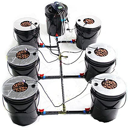 Shiyinge Sistema idroponico Dwc Grow System Kit Indoor Hydroponic Coltivation System Deep Water Culture Hydroponic Bucket Sistema di coltivazione idroponica 6 secchi circolari e 1 secchio per scambio