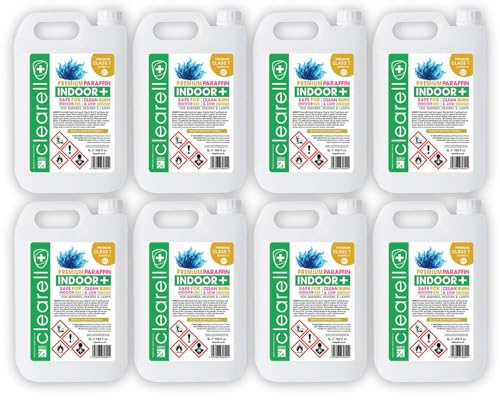 Clearell 40L | Indoor Premium Paraffin | 8 x 5L Pack | True Blue Clean Burn Class 1 | 40 litres BS2869 C1