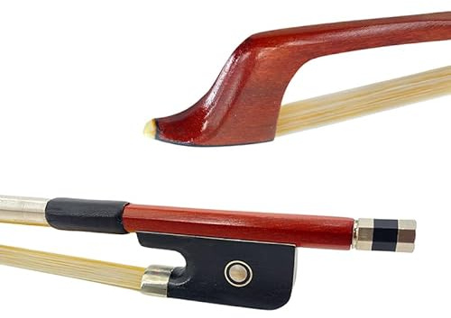 Yinfente Arco de violonchelo 4/4 de tamaño completo, madera de Brasil, arco mongol natural, pelo de ébano, rana recta (1/10)