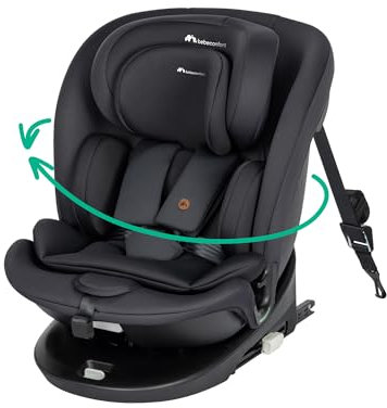 Bebeconfort RevolveFix 360 i-Size, 360 Swivel Car Seat, 0-12 Years, 40-150 cm, ISOFIX Car Seat, Top Tether Installation, 360 Rotation, 6 Recline Positions, 12 Headrest Positions, Full Black