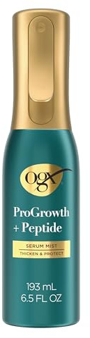 OGX ProGrowth + Peptide Serum Mist, Heat Protectant Spray Instantly Thickens Hair Root to Tip While Protecting from Breakage for Visibly Thicker, Fuller Hair, 6.5 fl. oz