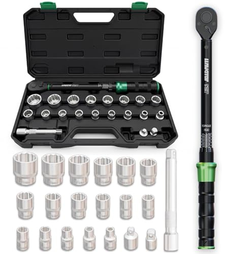 LLAVETOR 1/2 Drehmomentschlüssel Auto, 10-220Nm Drehmomentschlüssel 1/2 Zoll, ±3% Fehlergenauigkeit, 72 Zähne Umschaltknarre