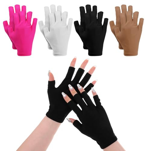 Fyra par UV-skyddshandskar för manikyr med gel, UV-skyddsvantar UPF-skydd mot UVB-strålning, UV-skyddshandskar för gel-nagellampa, vantar för att förhindra skador vid