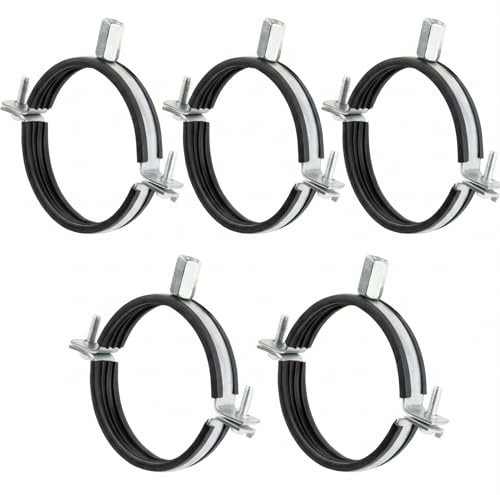 5 pz., Collari per Tubo 80mm con Inserto in Gomma, Filetto M8/M10, Supporto in Acciaio per Tubo di Ventilazione, Tubo Spirolare e Pluviale, Montaggio a Parete o Soffitto, di Steinberg14