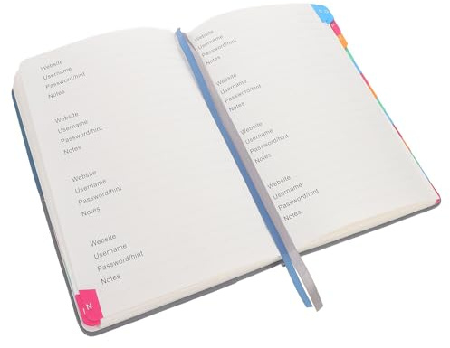 HOMOCONO Password Book avec Onglets Alphabétiques, Carnet D'adresses A5 en Papier Pu, Bloc-notes Portable Enregistrer Mots de Passe et Adresses Web