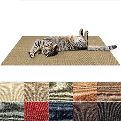 Alfombra rascadora de sisal, ideal como alfombrilla para gatos, sin costuras, resistente, en muchos colores y tamaños (rojo, 100 cm x 50 cm)