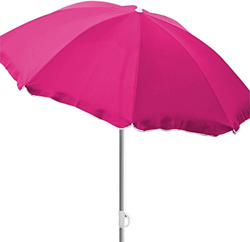FineHome Parasol de plage pliable en nylon - Diamètre : 1,80 m - Rose