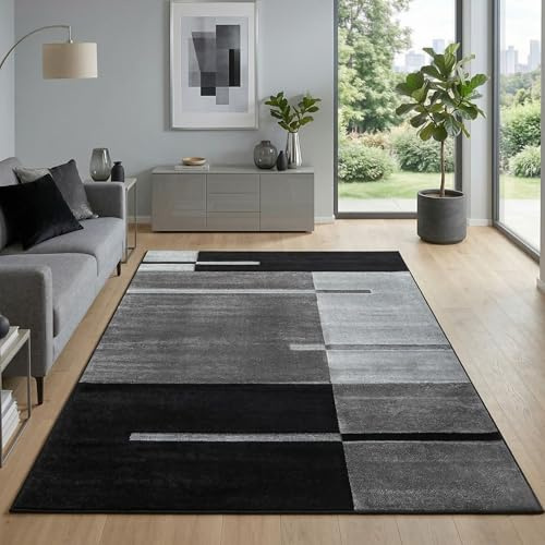 Carpetsale24 Tappeto per Soggiorno 120 x 170 cm Grigio- Design Moderno Tappeto Rettangolare a Pelo Corto per Cucina, Sala da Pranzo e Camera da Letto, Morbido e Facile da Pulire