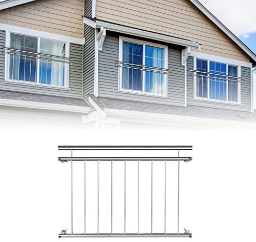 ACXIN ringhiera in acciaio inox per balconi, parapetti, ringhiera francese, recinzione di sicurezza, ringhiera per finestra, 128 x 90 cm