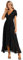 Ever-Pretty Robe Demoiselle d'honneur Femme Longue Asymétrique Dentelle Manches Courtes Col V Fluide Chic Noir 38