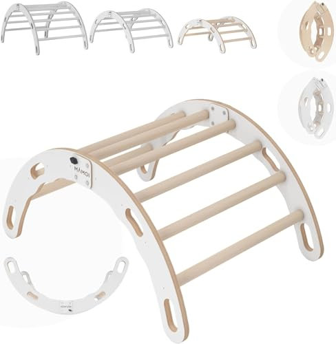 MAMOI® Arrampicata per Bambini in Legno Naturale, Dondolo Triangolo, Altalena da casa Interno, Parete Arco a Partire