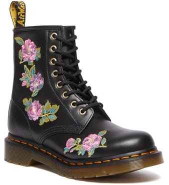 Dr. Martens Damen 1460 Vonda II bestickte 8-Ösen-Stiefel, modischer Stiefel, Schwarz, 6 US