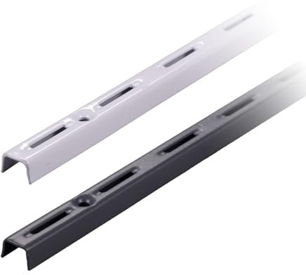 BOOMET Wandschienen 1-reihig Anthrazit 100cm 4 Stück · 2 Farben · Regalschienen für Regalträger/Wandregal · Regalbodenträger aus Stahl · pulverbeschichtet · Einfache Montage