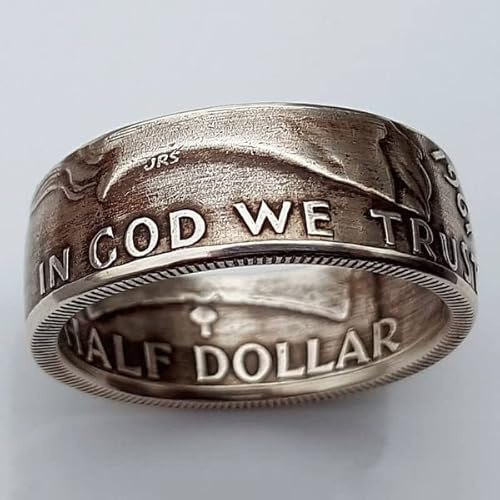1961 Fashionable Punk Vintage Coin Jewelry, Elegant and Stylish US Morgan Silver Dollar Ring American Coin Rings for Men Women 1961 Size 9