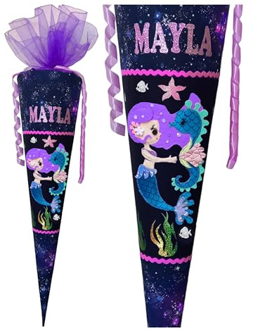 Schultüte Meerjungfrau passend zum Step by Step Star Seahorse Zoe, für Mädchen, genäht, mit Name versehen