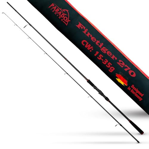 Paradox Fishing Firetiger Spinnrute I 2,7m 15-35g I Spinnruten perfekt für Zander Rute - Zanderrute