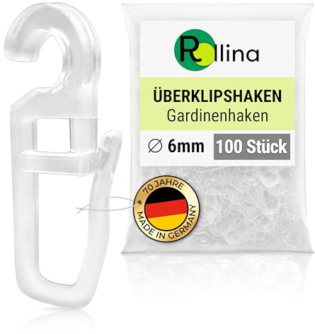 Rollina Überklipshaken transparent (100 STK) | Gardinenhaken Ø 6mm Kopf
