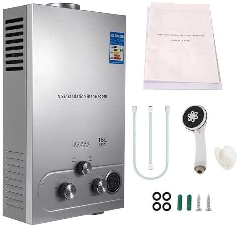 Chauffe-eau au gaz Propane gpl 6L/8L,avec Modes Hiver et Été, chauffe-eau instantané sans réservoir 16kw avec Kit de douche, brûleur de chaudière pour Camping, RV, maison (6L)