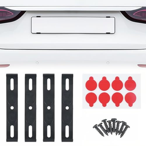 OPVYAEU 4 Pezzi portatarga senza cornice, colore nero, portatarga senza cornice, per targa UE da 110 mm, non per Austria (con viti)