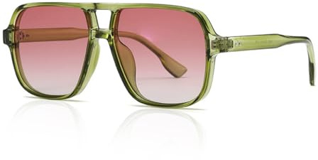 XITUADDA Vintage Sunglasses for Women Men 70s Classic Large Square Sunglasses UV400 Protection, Green/Gradient Red